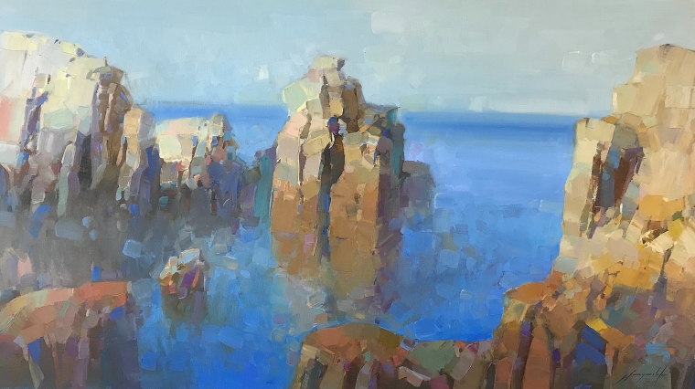 Ocean Cliffs, Original oil Painting, Handmade artwork, Ready to hang          